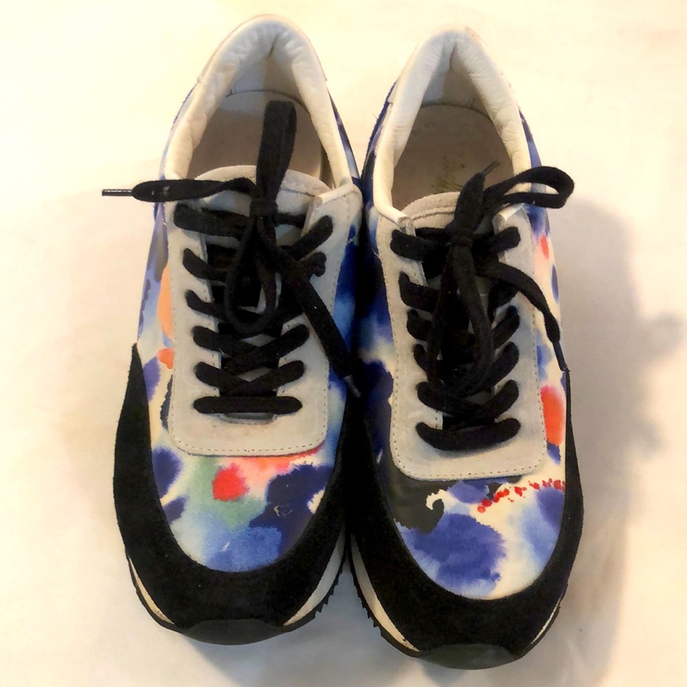 Loeffler Randall Blue Suede Watercolor Sneakers Size 6